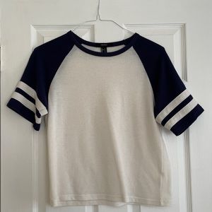 Forever 21, blue/white t-shirt (semi-see through), size S
